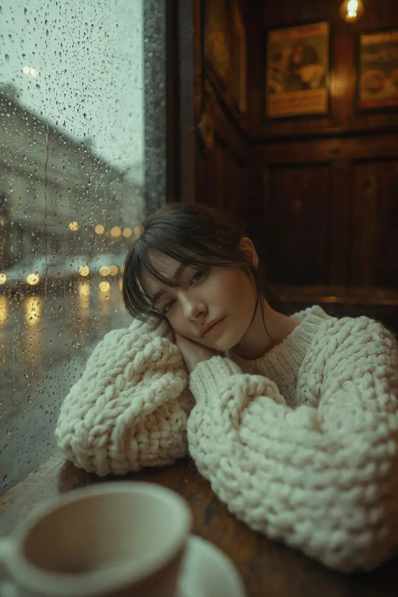 A cinematic, high-resolution portrait of a young woman wi...