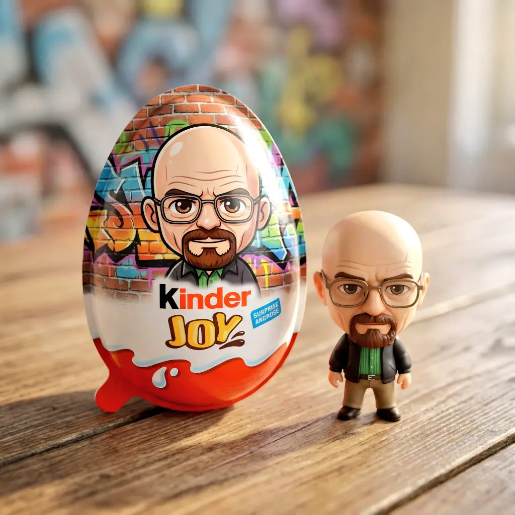A hyper-realistic product photo of a Kinder Joy surprise ...
