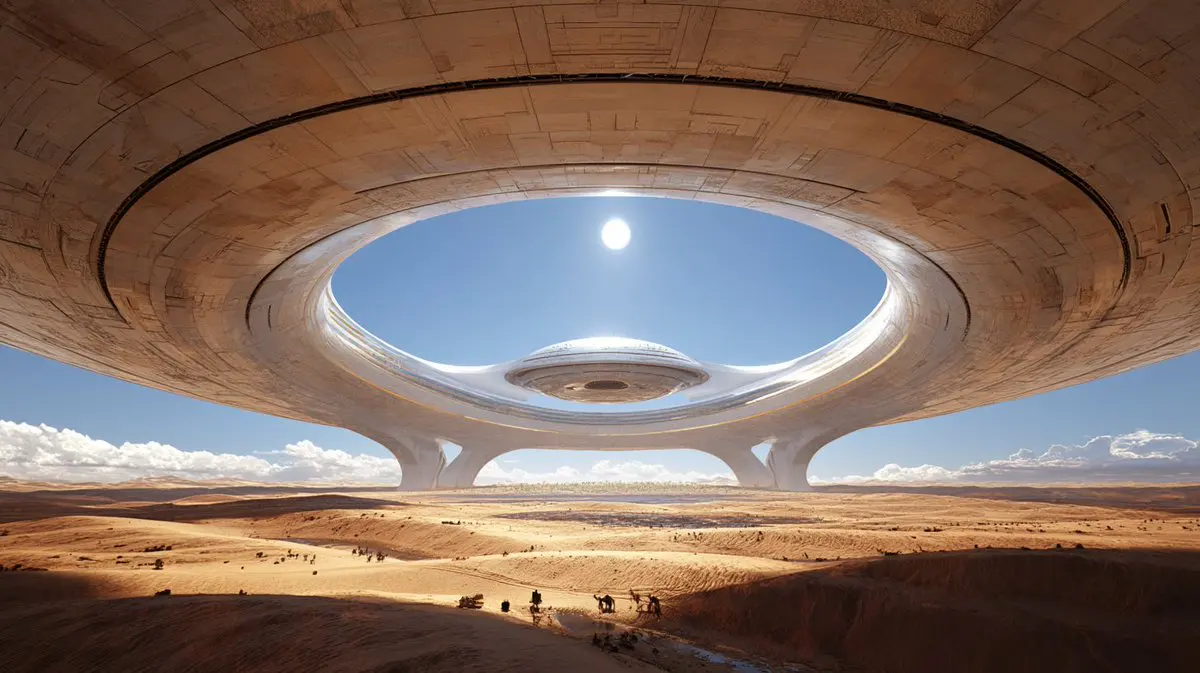Prompt on Midjourney : A breathtaking desert megastructur...