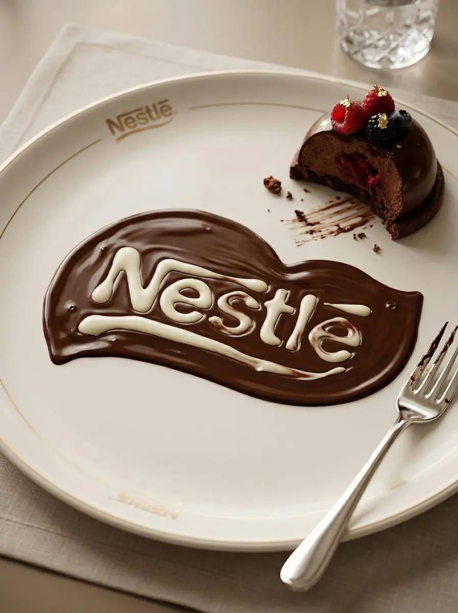 Transform the uploaded logo into a realistic dessert scen...