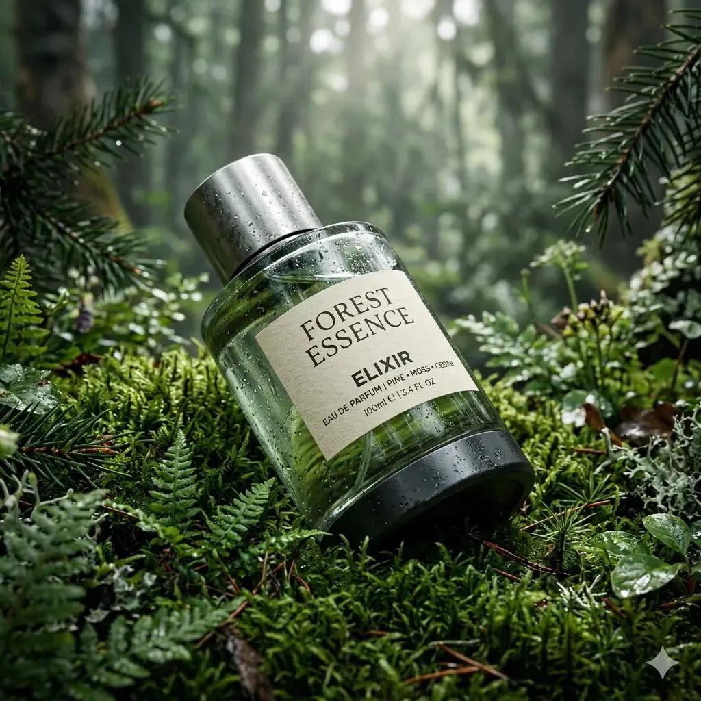Ultra-realistic premium fragrance product shot of a perfu...