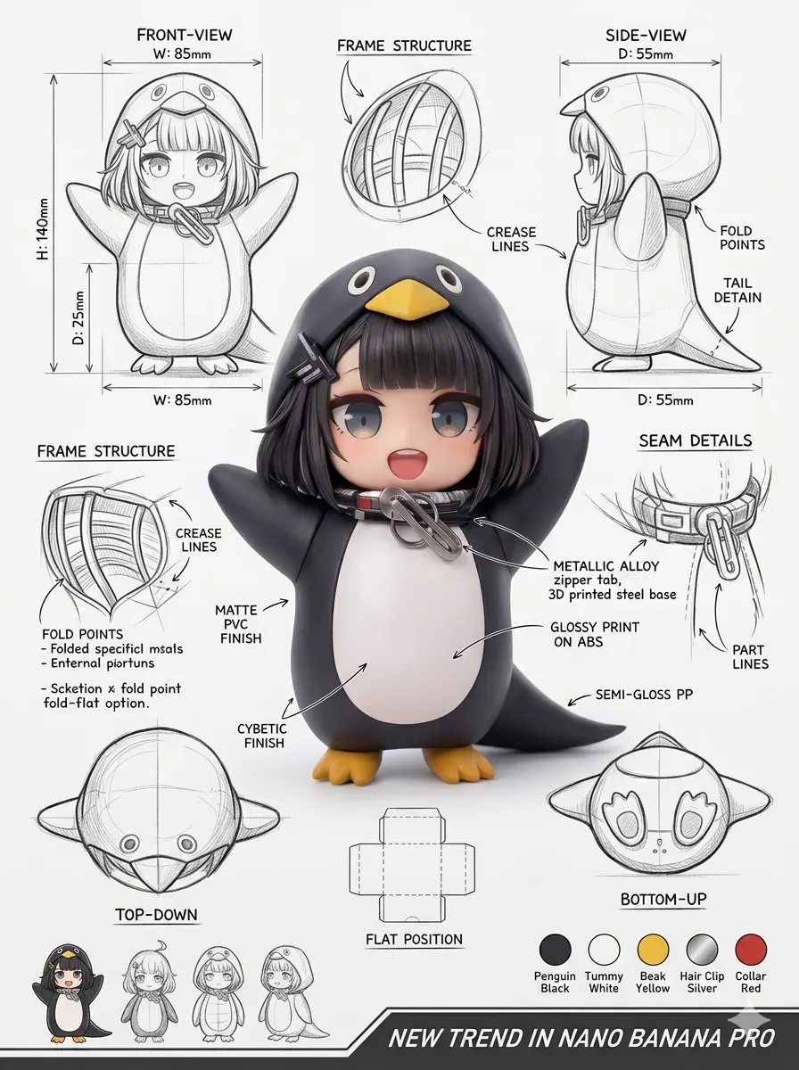 Using the attached image, create an illustration sheet of...