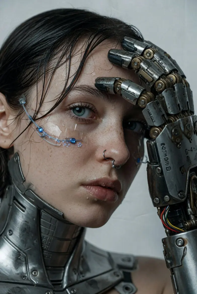 A hyper-realistic, cinematic extreme close-up portrait of...