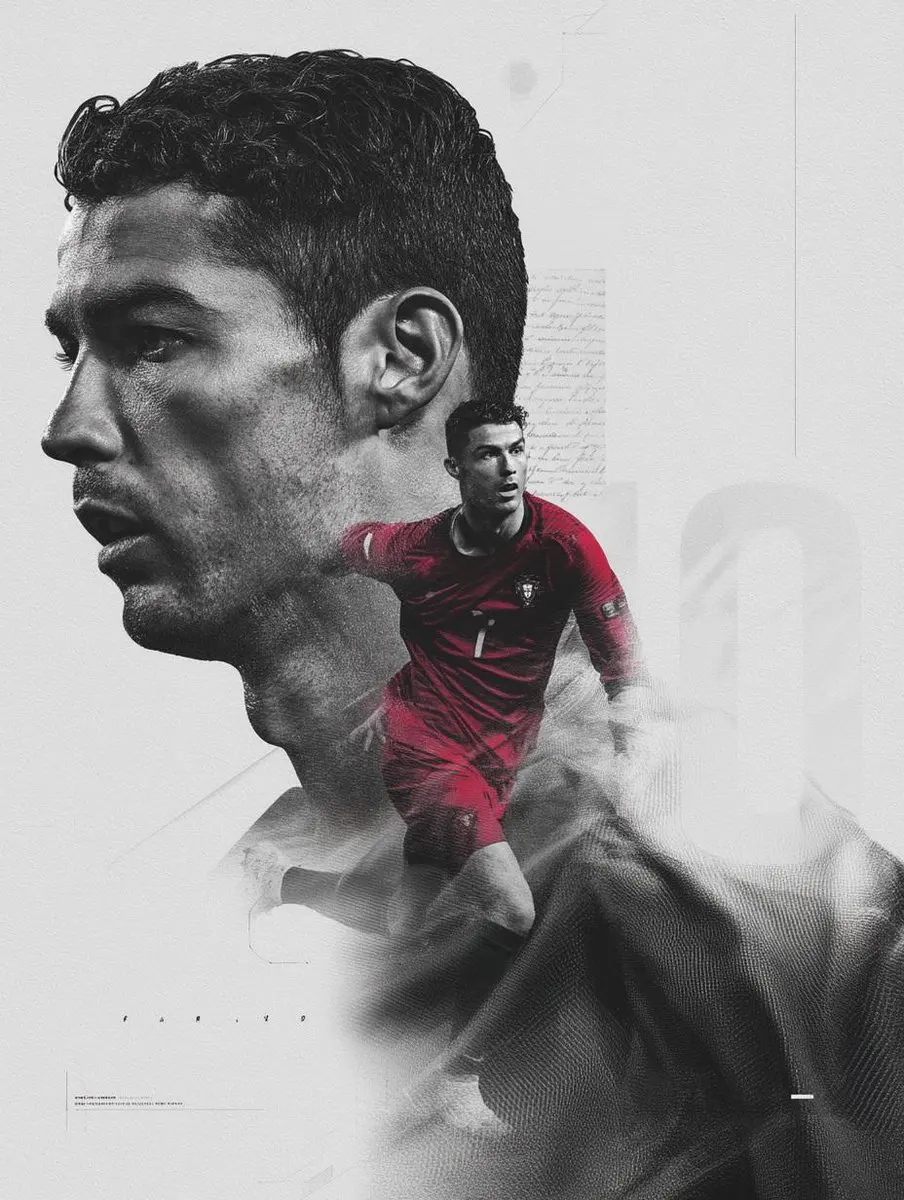A dramatic double exposure portrait of a professional foo...