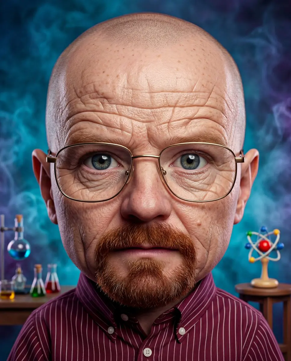 Hyperrealistic baby @ image in a caricature style, with e...