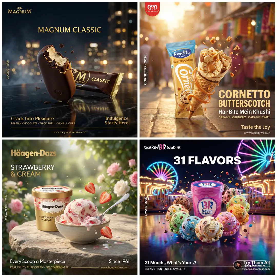 Hyper-realistic professional FMCG ice cream commercial ad...