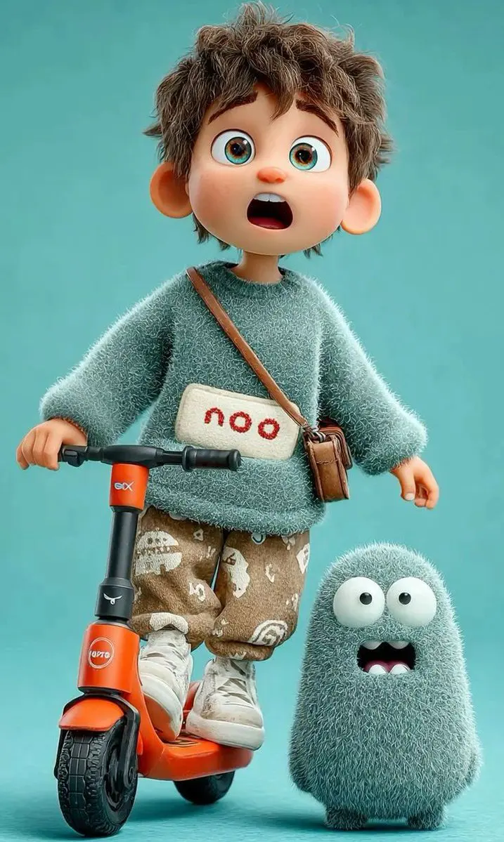 3D Pixar-style animated child character, cute young boy w...