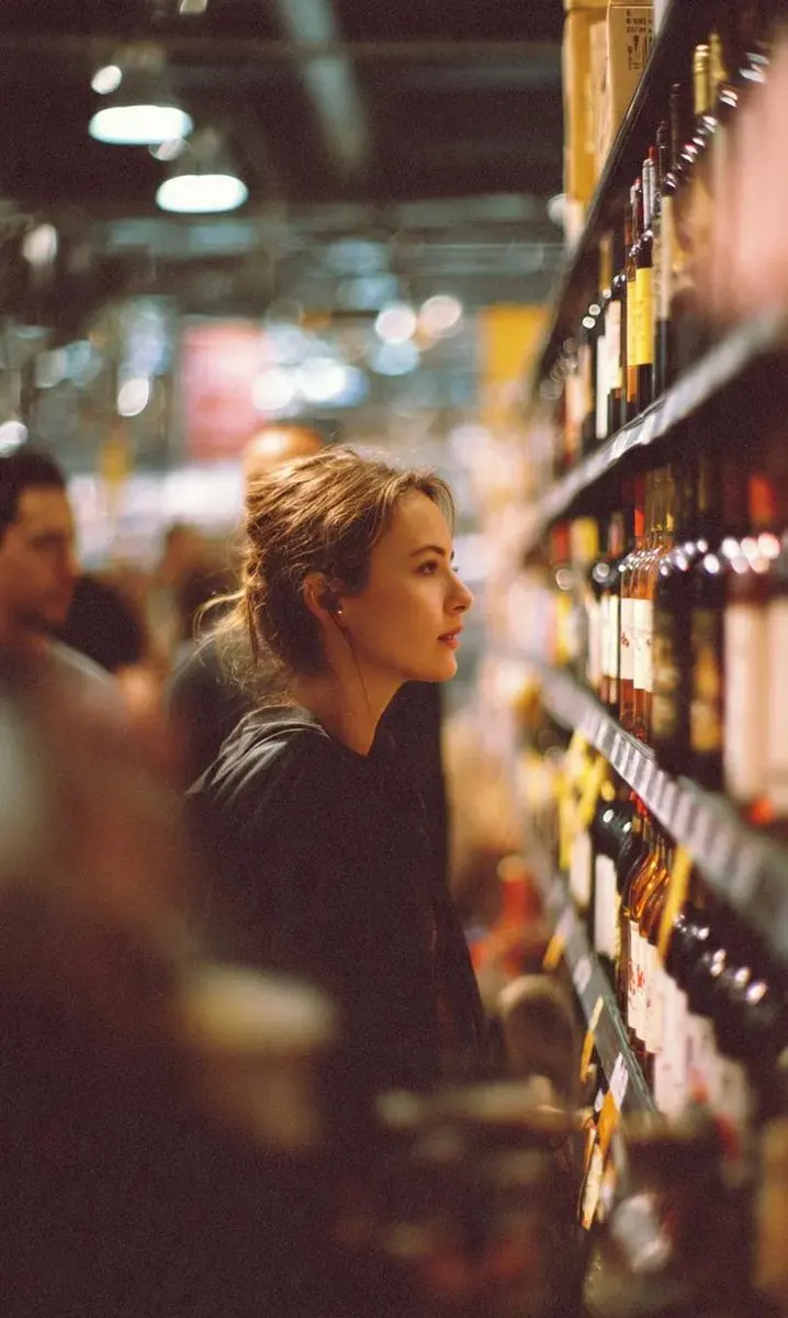 A cinematic side-profile portrait of a young woman standi...
