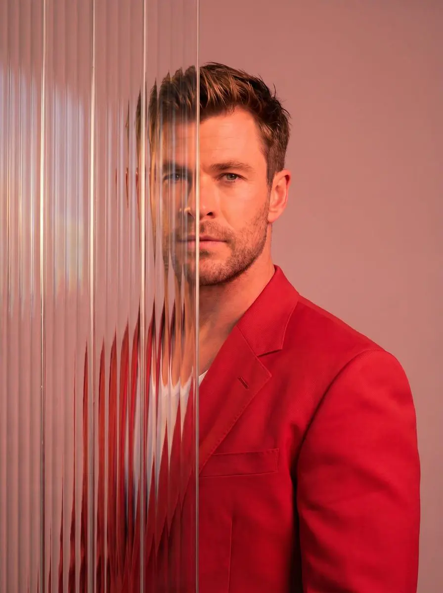 A striking editorial portrait photograph of a person wear...