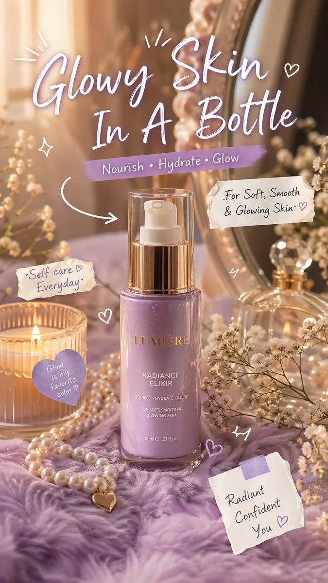 Luxury aesthetic skincare advertisement,soft pastel backg...