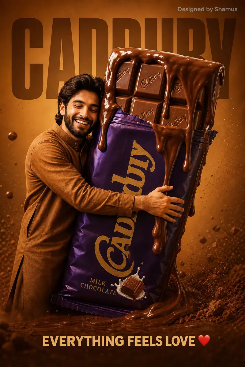 playful food advertisement poster. A happy young KASHMIRI...