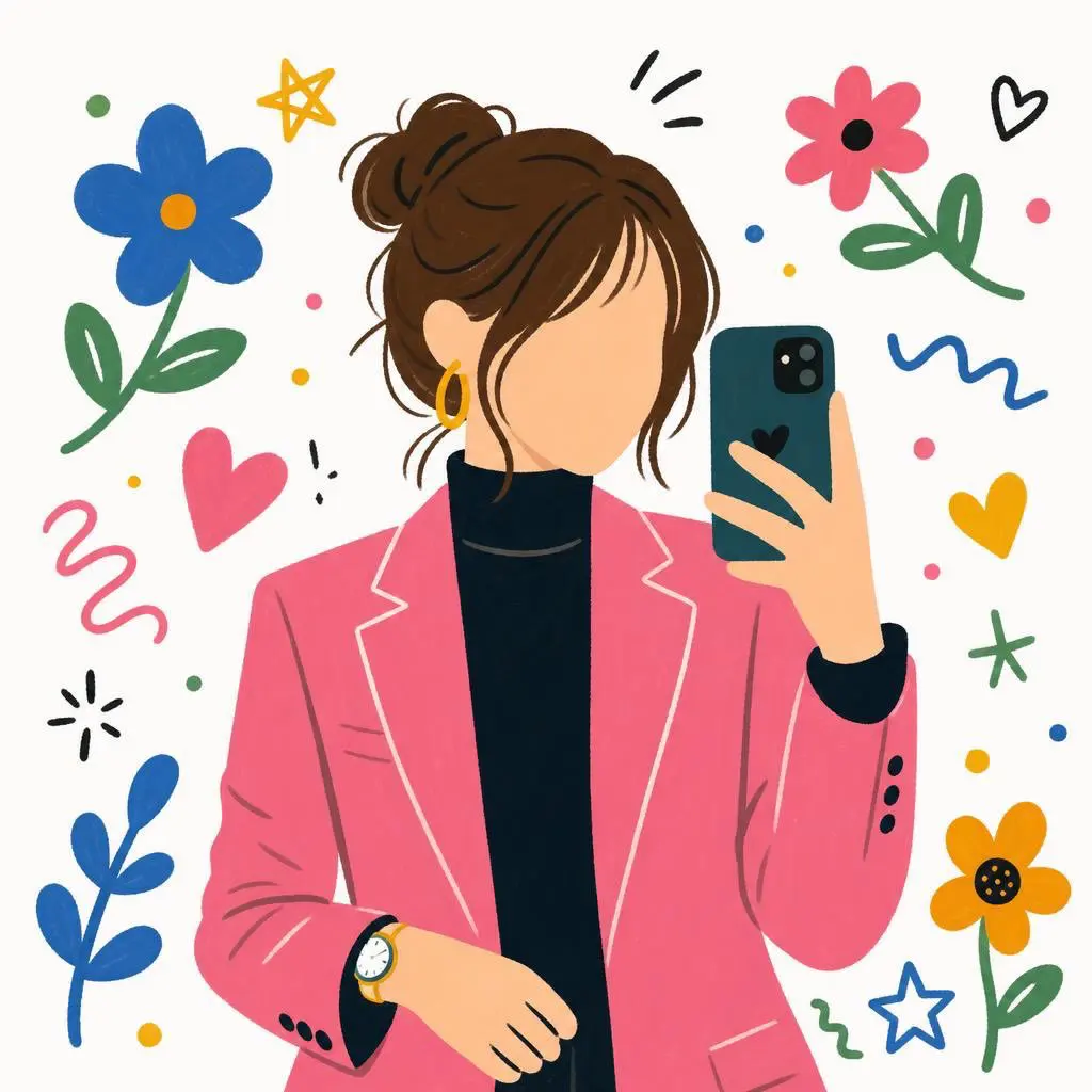 Cute faceless girl illustration in modern flat cartoon st...