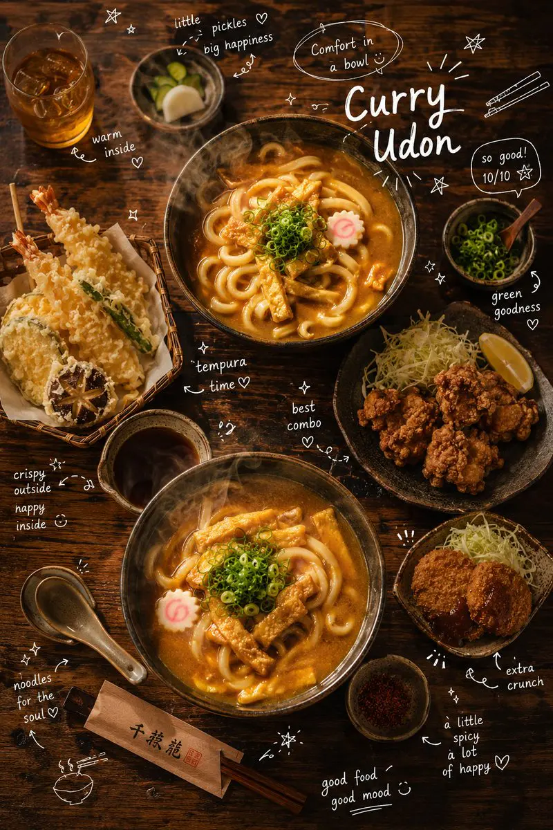 Overhead cinematic food photography of a comforting Japan...