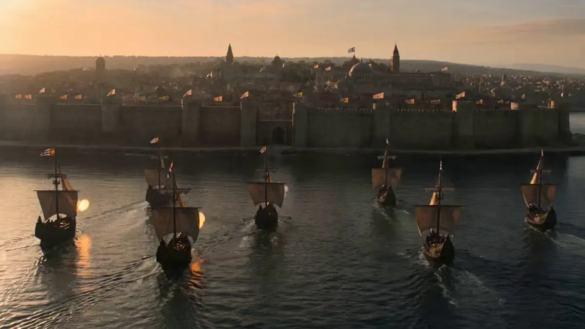 Historical scene with dramatic lighting.