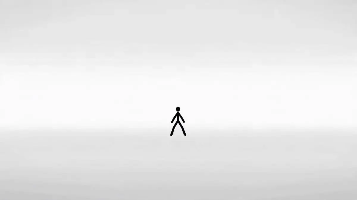 SUBJECTS: Two 2D stick fighters drawn as solid black line...