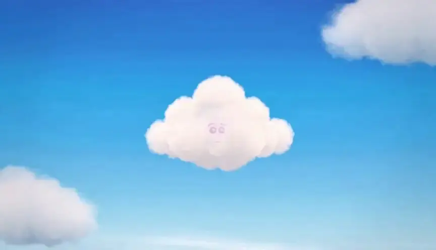 Ultra-cute pastel cloud animation, soft rounded chibi sty...