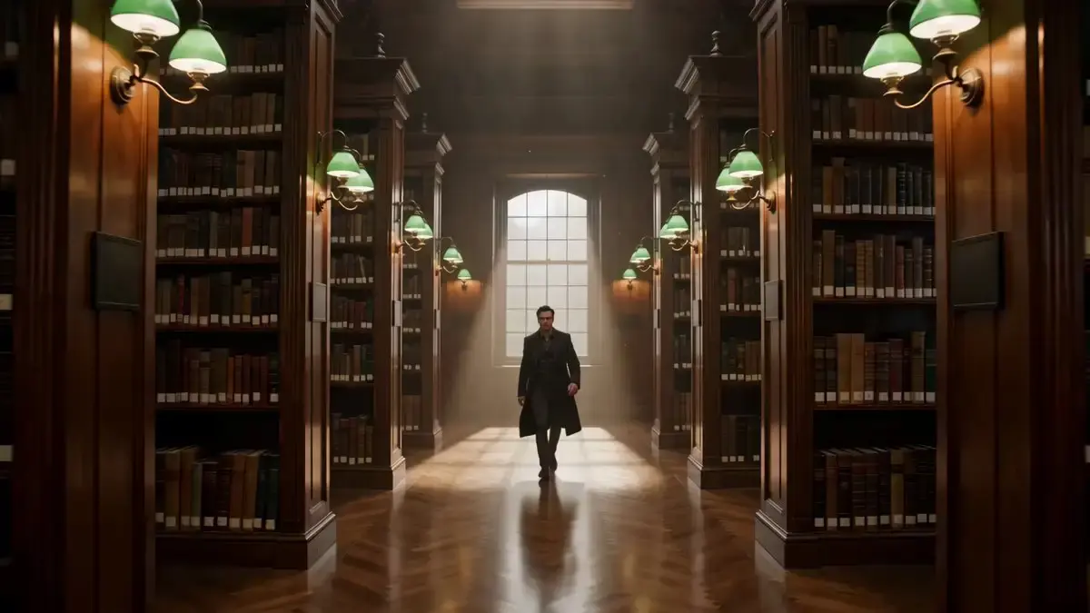 A cinematic one-take begins in a majestic private library...