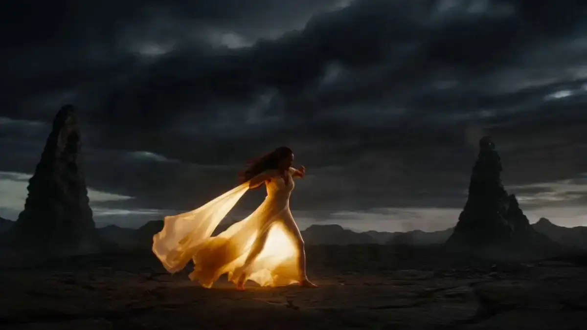 A high-stakes, 15-second cinematic sequence of a sorceres...