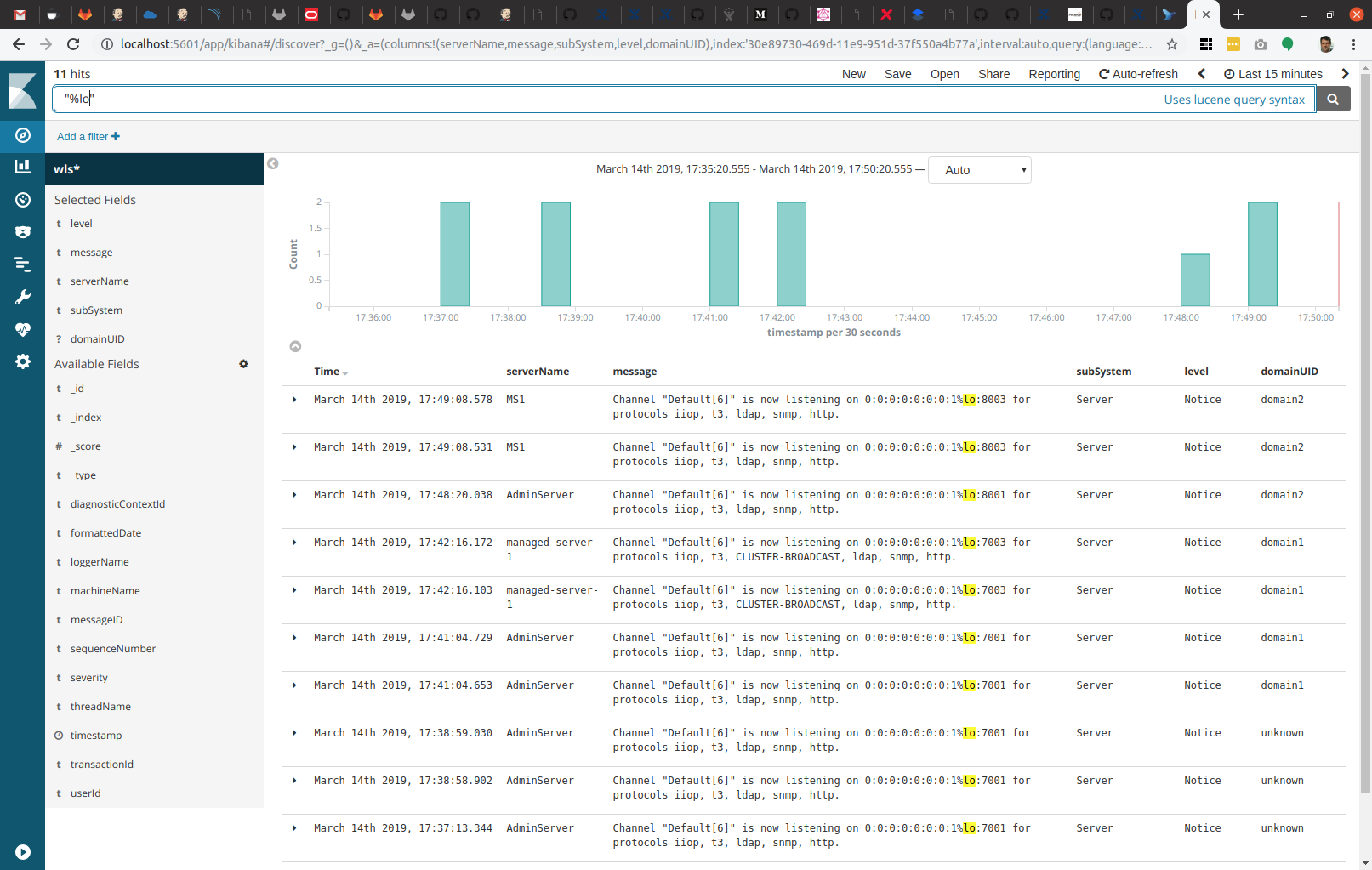 Kibana screenshot