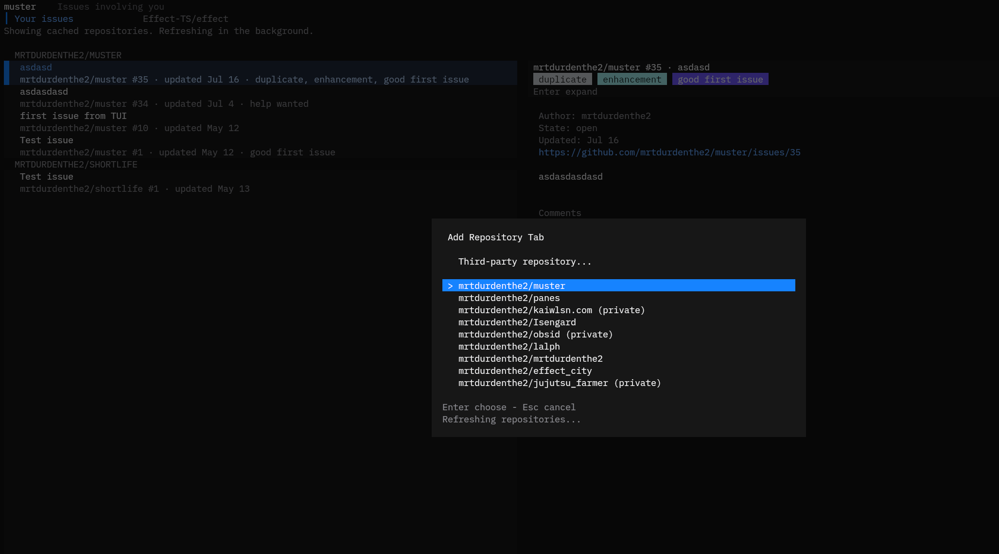 muster issue creator