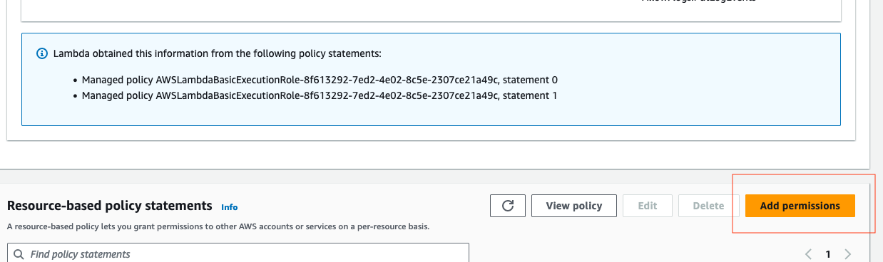 Lambda resource policy create