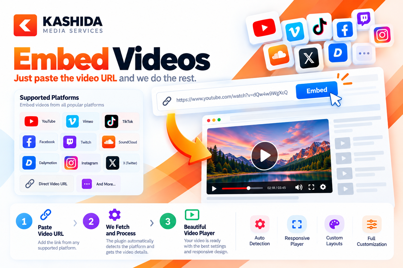Embedding videos with Kashida Video Embed