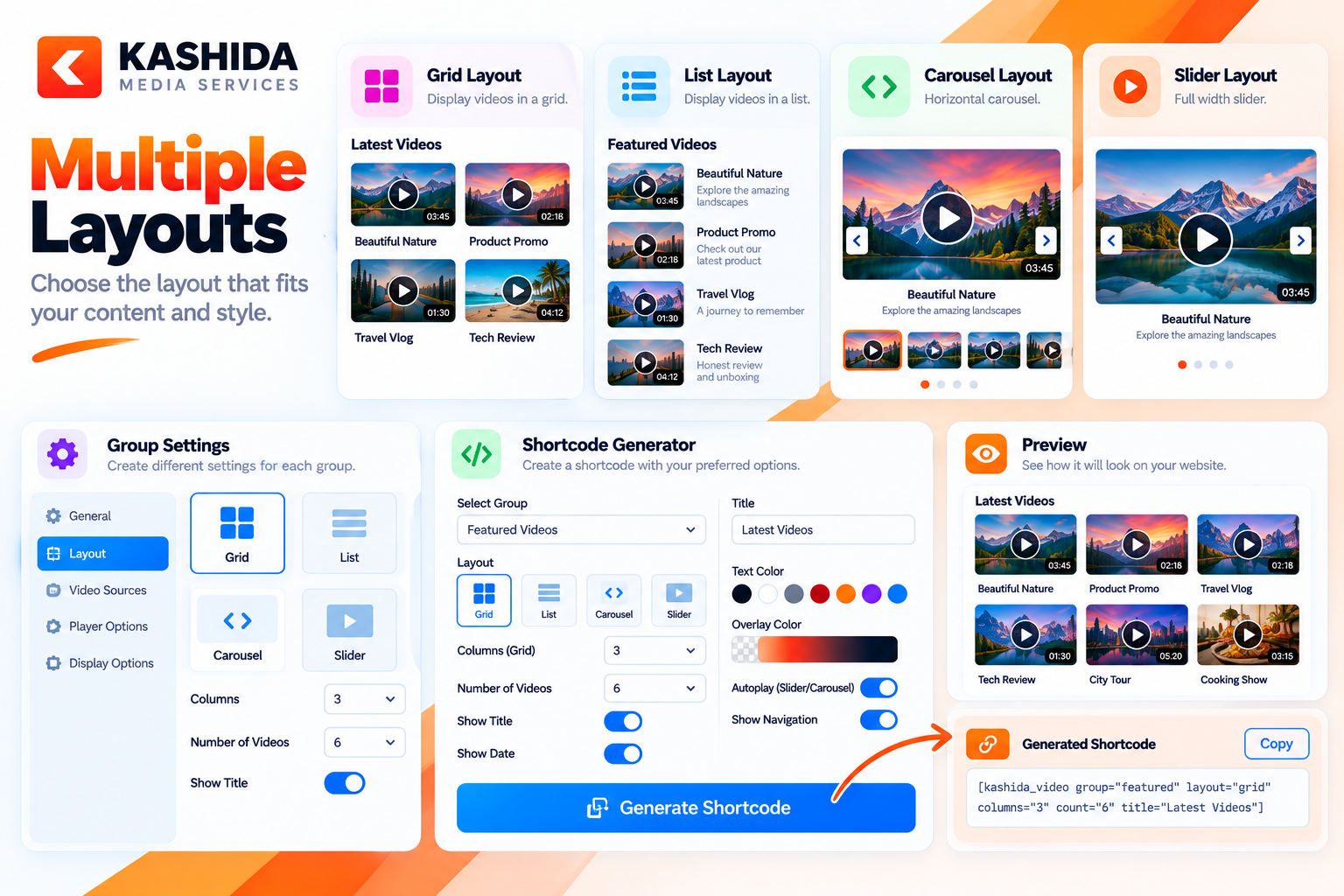 Kashida Video Embed layout showcase