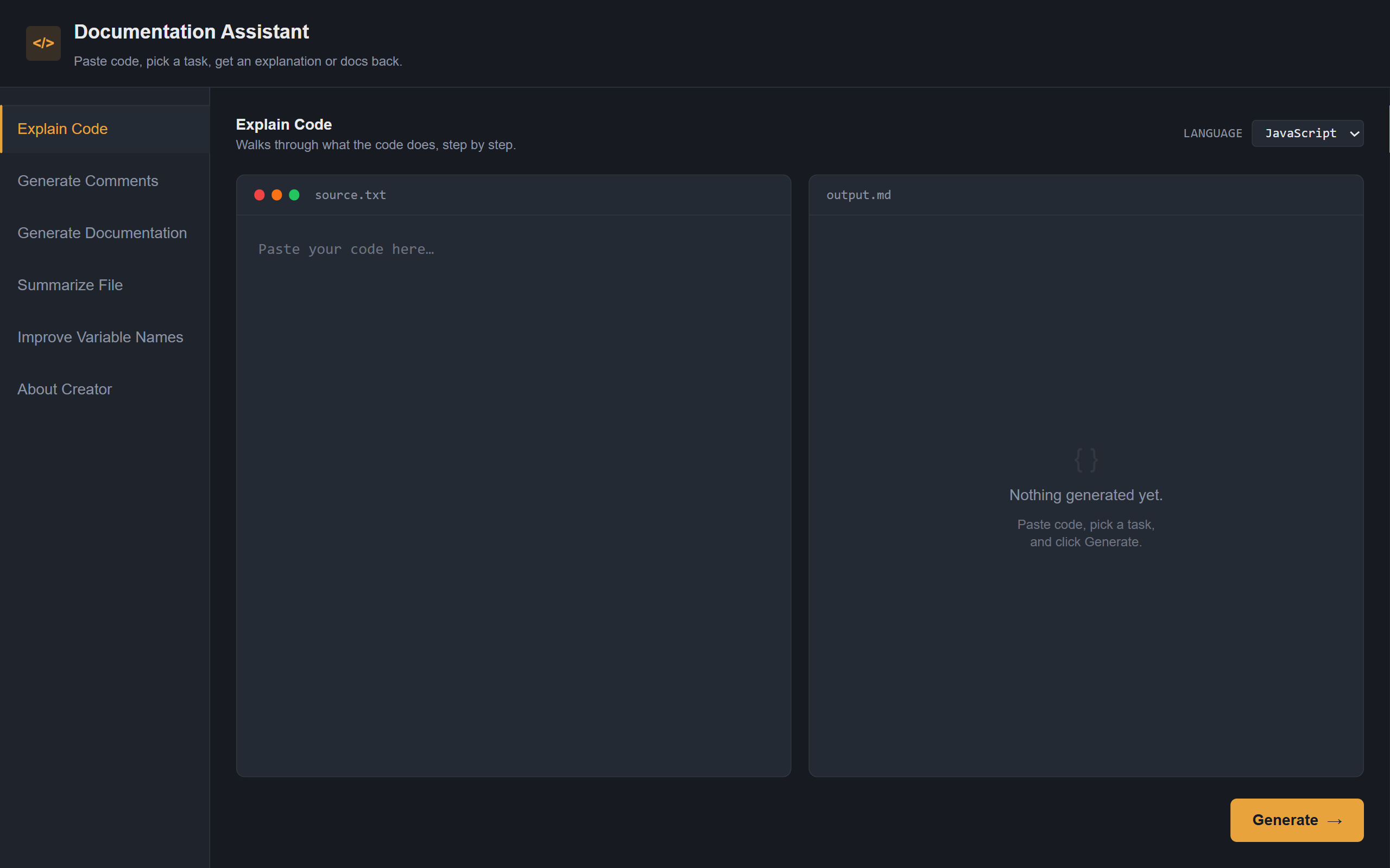 documentation-assistant screenshot