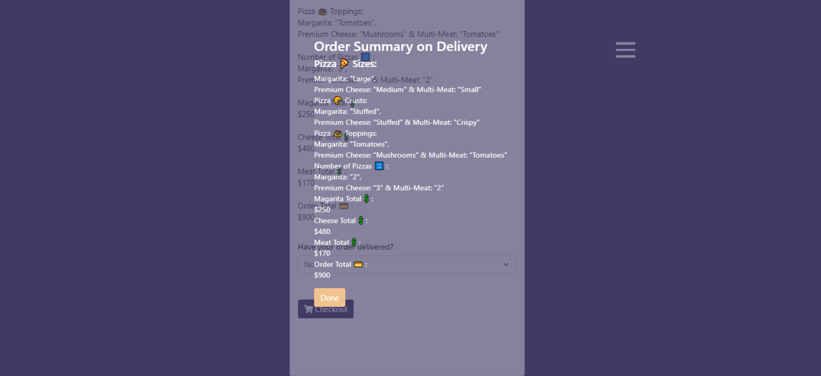 Order Summary Without Delivery