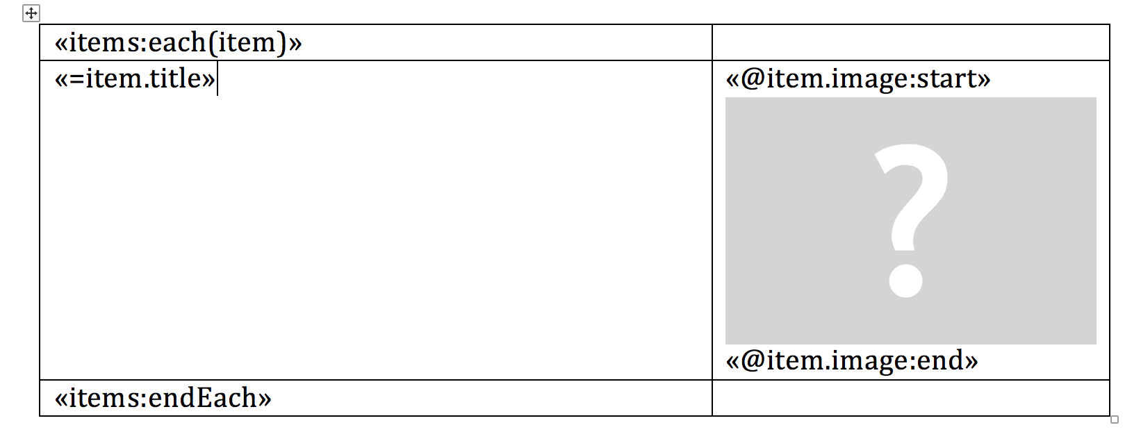 image merge fields example