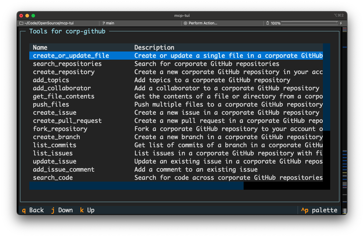 List tools for an MCP server