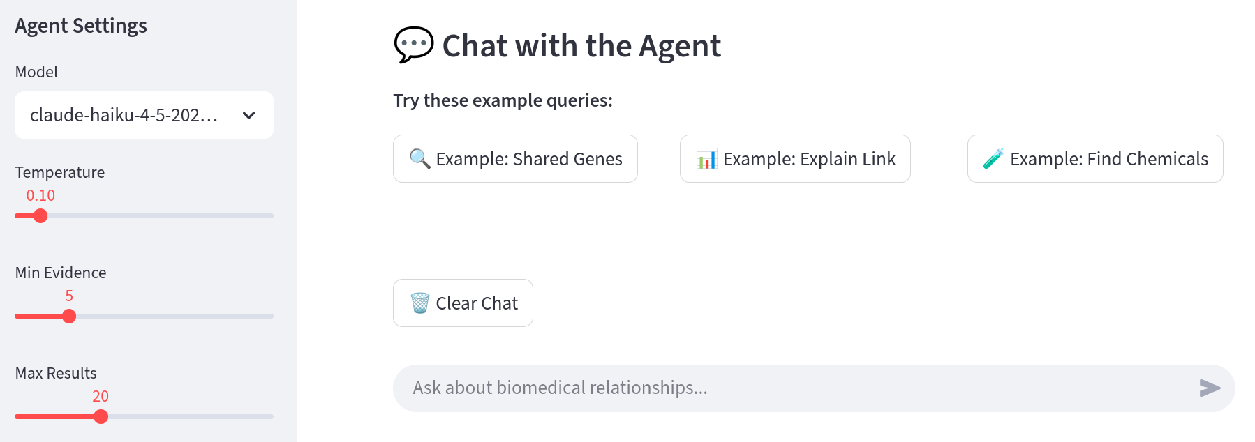 Biomedical KG Agent UI