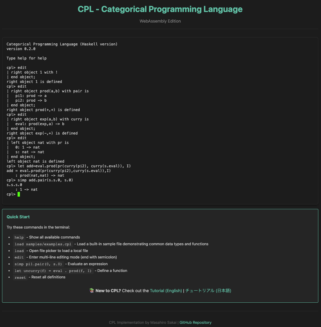 CPL WebAssembly Demo