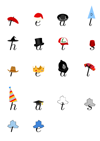 Letters with hats on