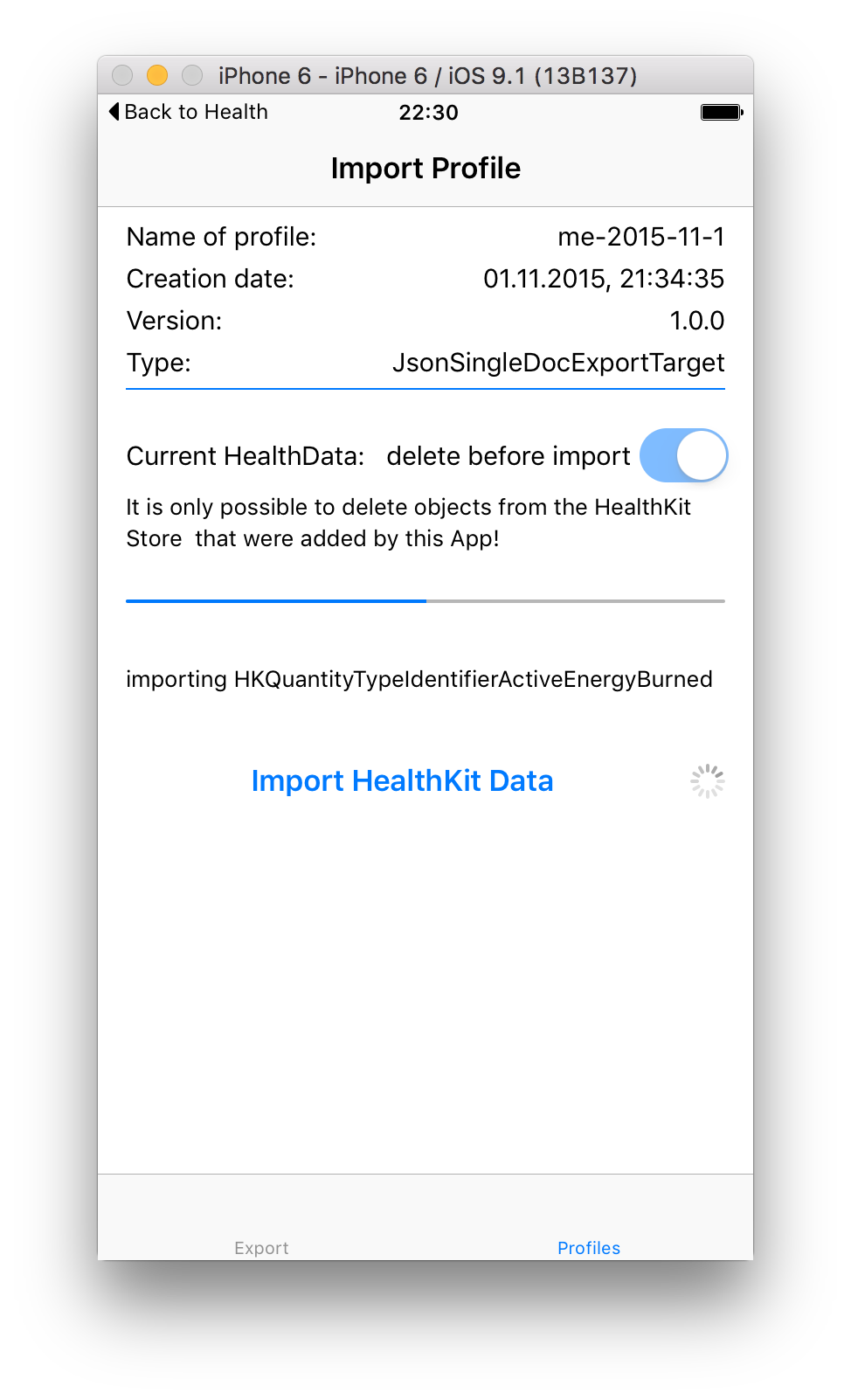 Import using the Example App