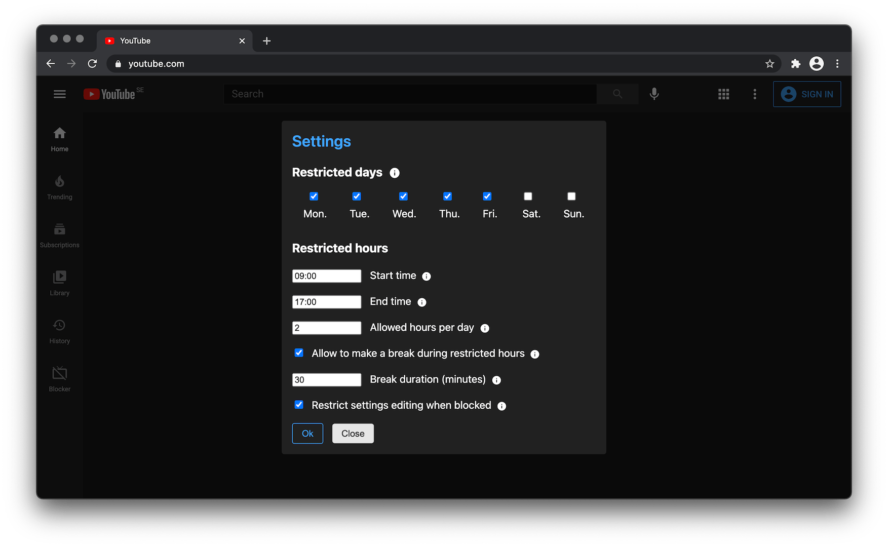 settings demo