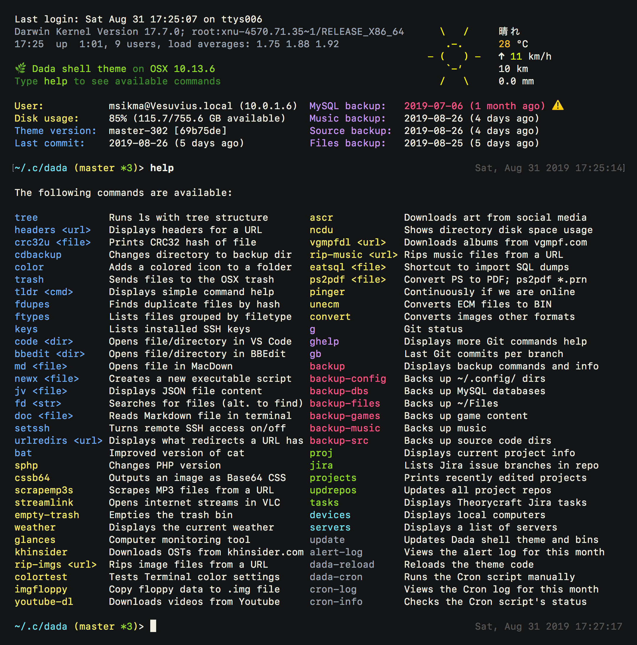 Screenshot of Dada shell theme