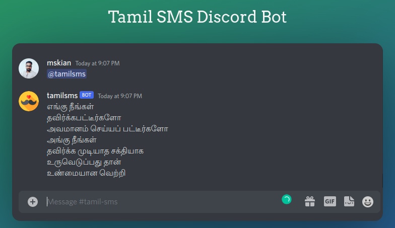 Tamil SMS Bot