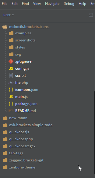 brackets add folder icons