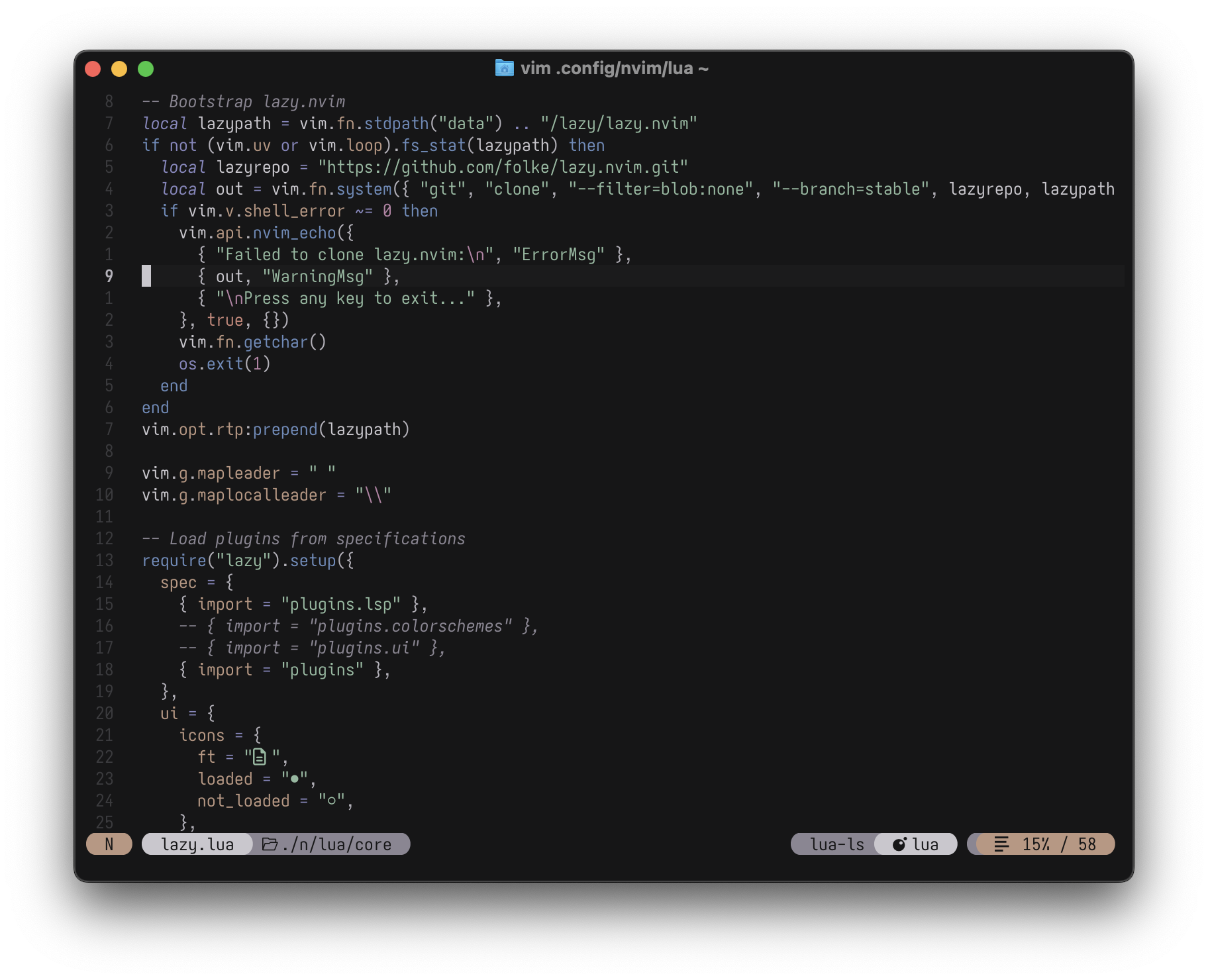 Screenshot of obscure theme Lua