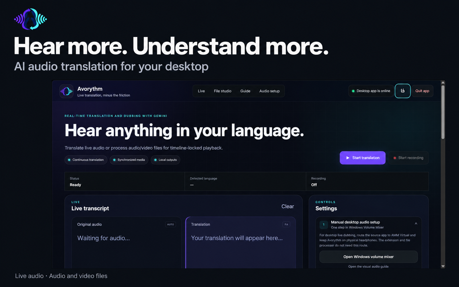 Avorythm desktop app