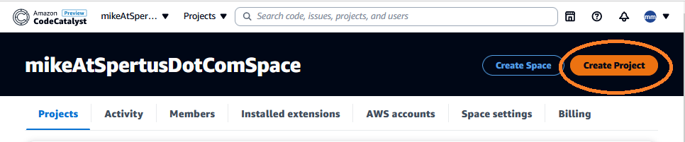 create project screenshot