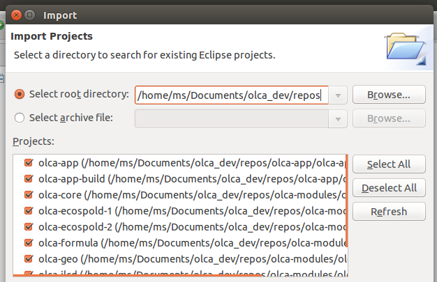 Import existing projects into an Eclipse workspace