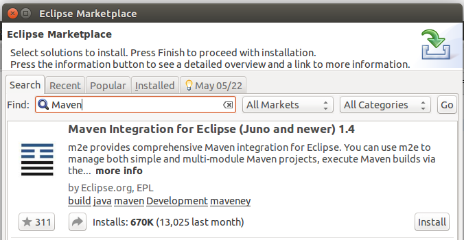 Install the Eclipse Maven plugin