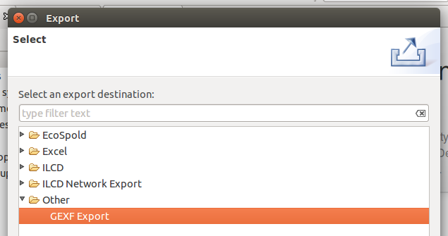 Registered plugin in the export dialog