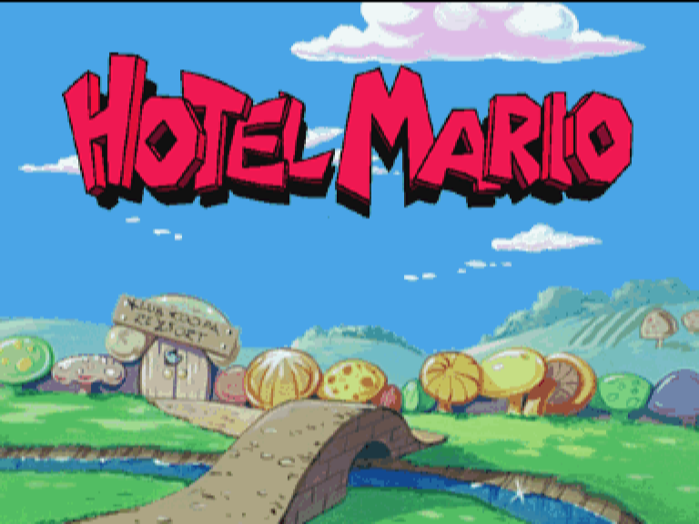 Hotel Mario title card running through HotelMarioRecomp