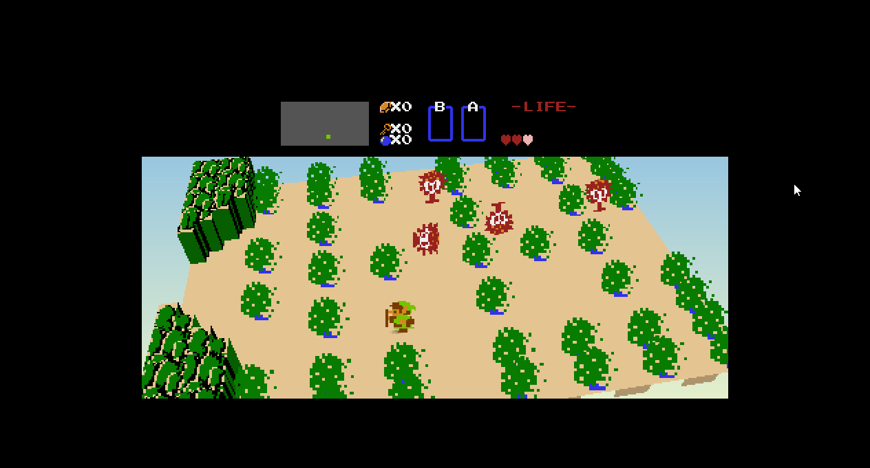 The Legend of Zelda rendered as a Voxel 3D diorama