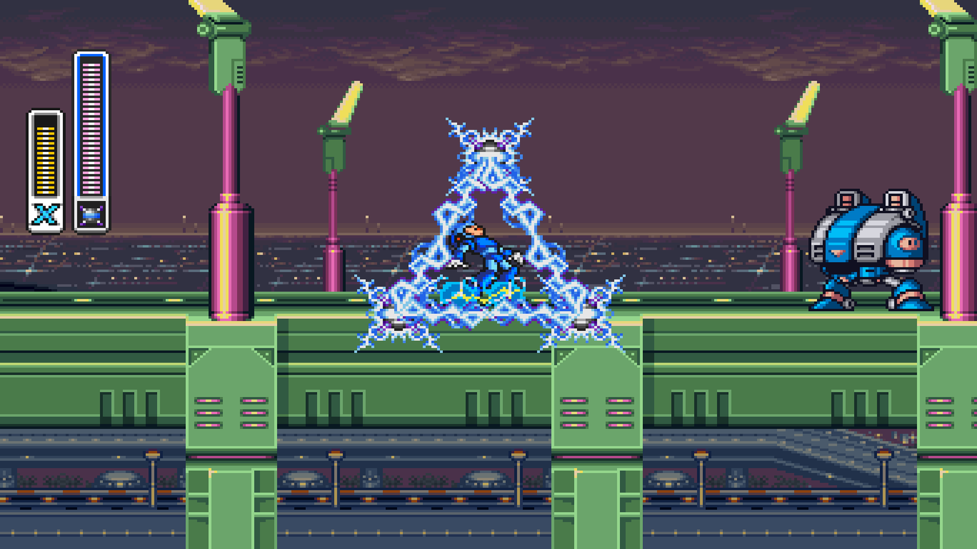 X using Triad Thunder against an enemy on the Highway in widescreen