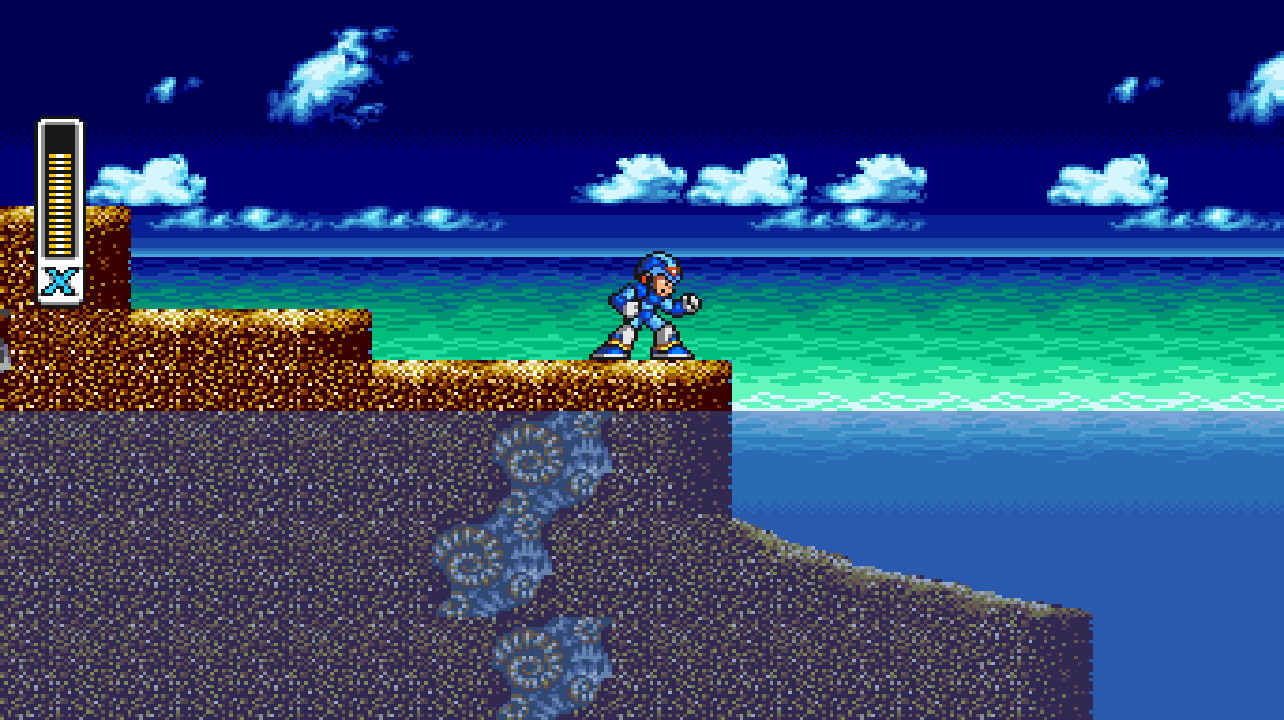Mega Man X experimental widescreen rendering in an ocean scene
