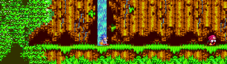 Sonic 3 and Knuckles Angel Island in 32:9, with additional stage scenery
